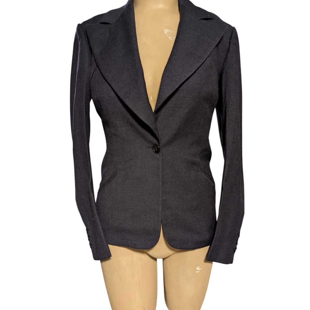 Women's Charcoal Single-Button Blazer Jacket